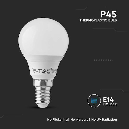 V-TAC Vt-236 LED Bulb 5.5W 80mm for Socket E14 and Shape P45 Warm White 470lm