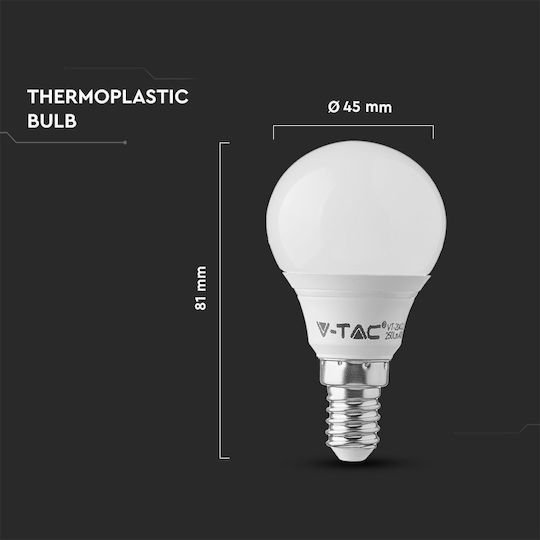 V-TAC Vt-236 LED Bulb 5.5W 80mm for Socket E14 and Shape P45 Warm White 470lm