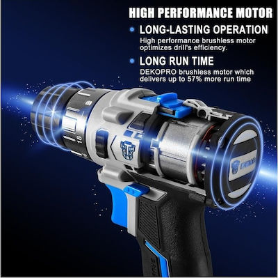 Deko Percussive Drill Driver Battery Brushless 20V 2x2Ah