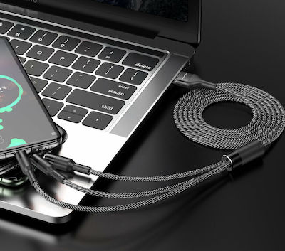 Awei CL-972 Braided USB to micro USB / Type-C / Lightning Cable Μπλε 1.2m