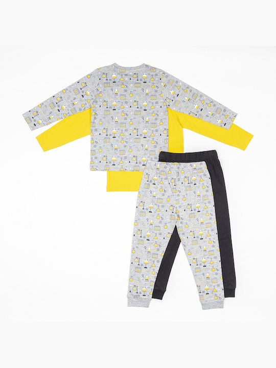 Set of 2 Long-Sleeve Children's Pajamas Yellow/Blue/Grey Boy Zippy ZBP03_488_4