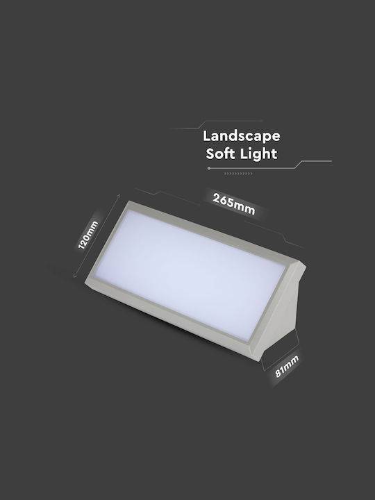 V-TAC Wall-Mounted Outdoor Ceiling Lamp LED IP65 12W with Cool White Light 26.5x12x8.1cm