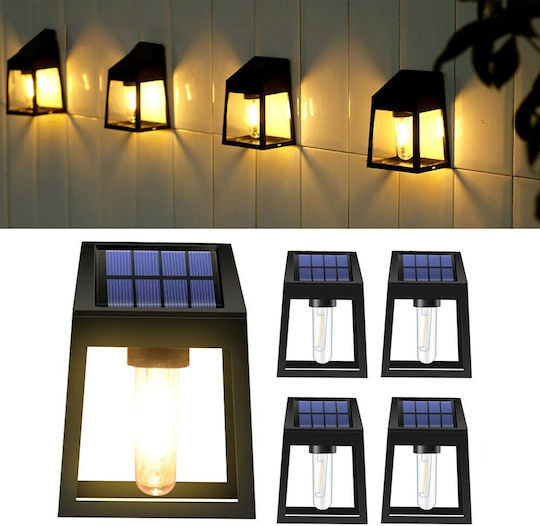 Set of 4 Wall Solar Lights Warm White 3000K with Photocell