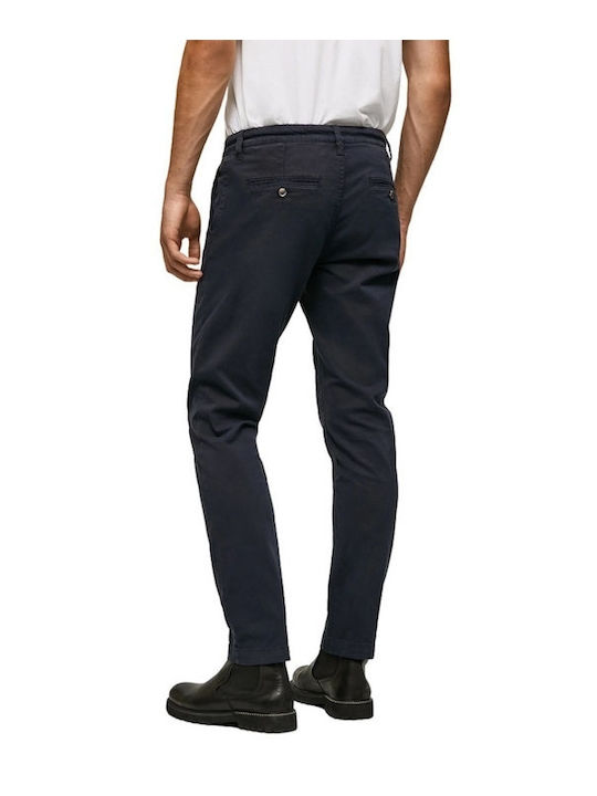 Pepe Jeans Charly Men's Trousers Chino Elastic in Straight Line Navy Blue