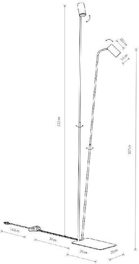 Nowodvorski Mono Floor Lamp H212xW20cm. with Socket for Bulb GU10 Black