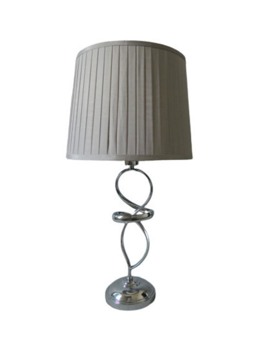 Karvounis Metall Tischlampe mit Gray Schirm und Silber Basis