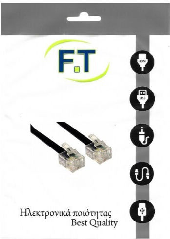 FT Electronics Flat Telephone Cable RJ11 6P4C 5m Black (FTT16-308)