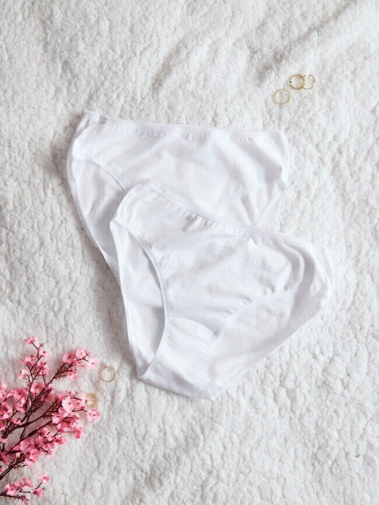 High Waist Women's Slip 2Pack with Lace White