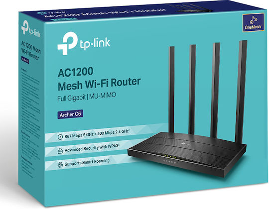 TP-LINK Archer C6 v4 Drahtlos Router Wi‑Fi 5 mit 4 Anschlüssen Gigabit Ethernet