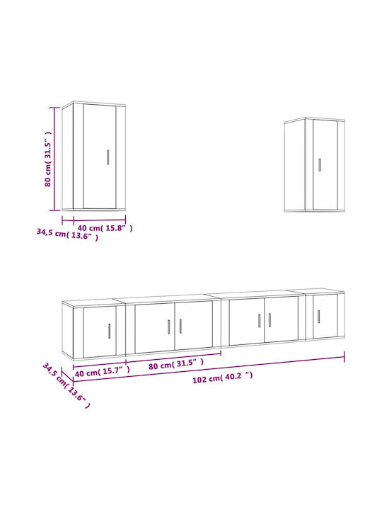 Wohnzimmer TV-Einheit Weiß L80xB34.5xH40cm