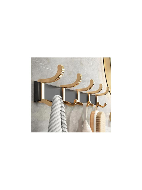 Wall-Mounted Bathroom Hook with 5 Positions ​36x1cm Black