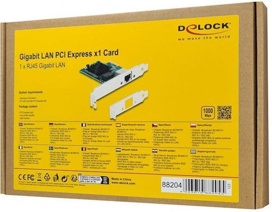 DeLock Wired Gigabit (1Gbps) Ethernet PCI-e Card