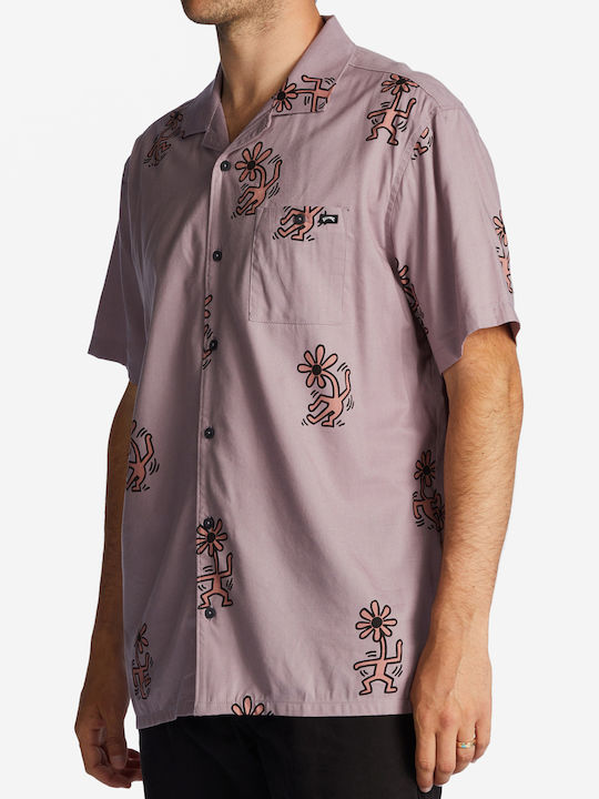 Billabong Men's Shirt Short Sleeve Purple