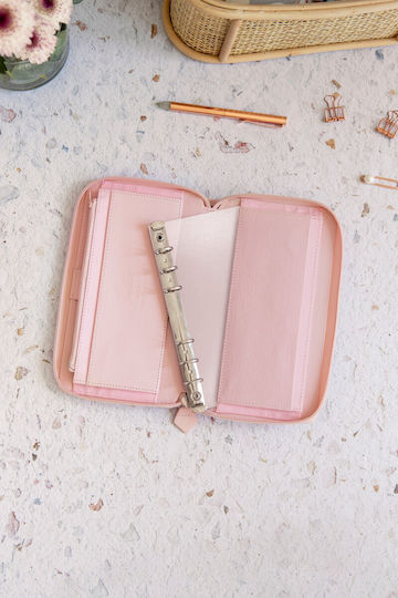Filofax Εβδομαδιαίο Organizer Saffiano Personal Compact Zip Ροζ Δερμάτινο 20.8x20.8εκ. Blush