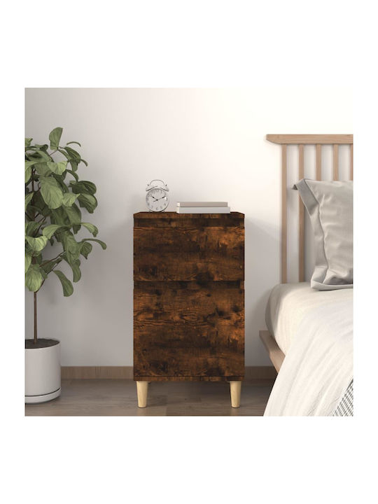 Wooden Bedside Table Καπνιστή Δρυς 40x35x70cm