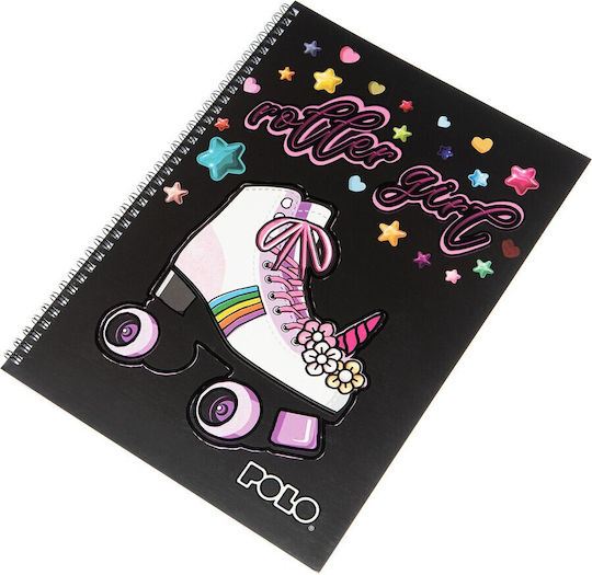 Polo Spiral Notebook Ruled A4 120 Sheets 4 Subjects Football Space Multicolour 1pcs