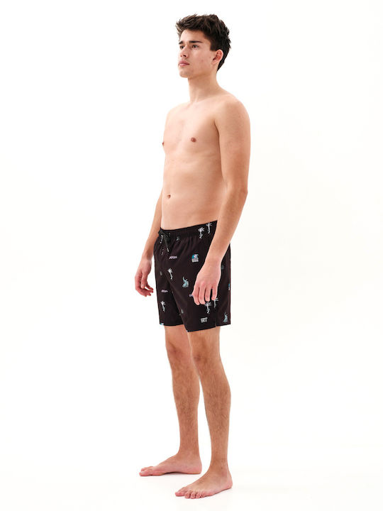 Costum de Baie Bărbați Pantaloni Scurți Negri cu Model