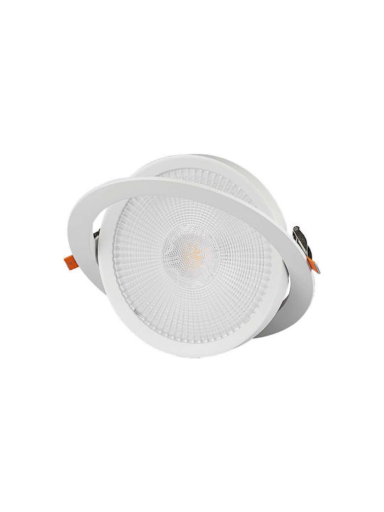 V-TAC Round Metallic Recessed Spot with Integrated LED and Cool White Light White 9.6x9.6cm. 1pcs