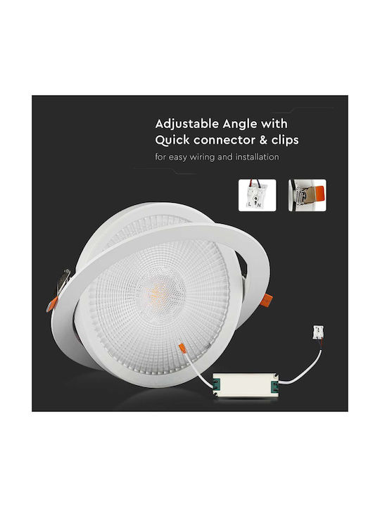 V-TAC Round Metallic Recessed Spot with Integrated LED and Cool White Light White 9.6x9.6cm. 1pcs