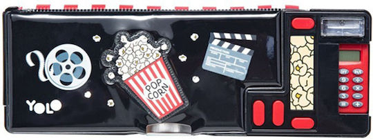 Yolo Popcorn Pencil Case with 2 Compartments Black