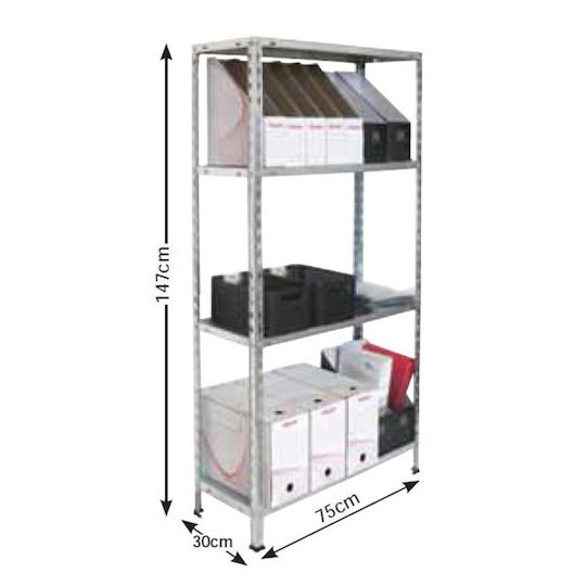 Bulle Raft Dexion Galvanizat 75x30x147cm Cu 4 Rafturi