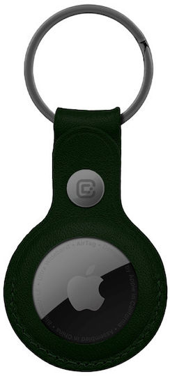 Crong Keychain Case Leather for AirTag in Green color