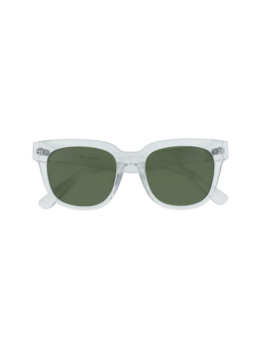 Silac Sunglasses with Transparent Plastic Frame and Green Lens 8901