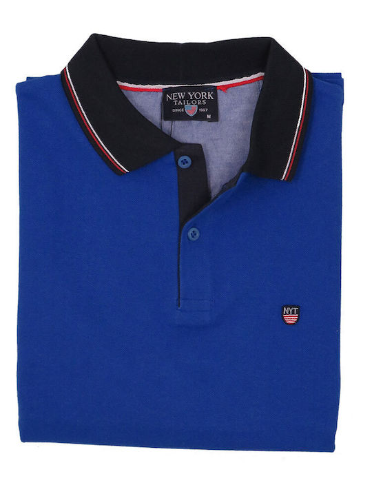 Tricou polo pentru bărbați New York Tailors 011.24.STRABO albastru Rua