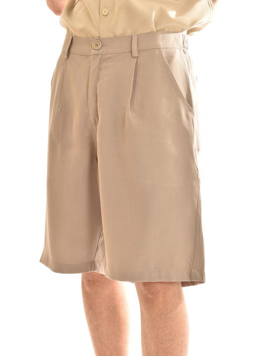 Beige Pleated Baggy Shorts (20.0423.532-007)