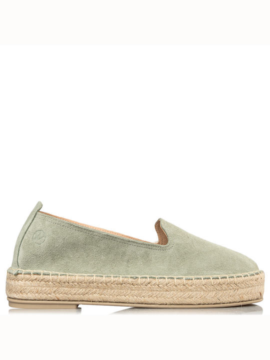 Envie Shoes Lederne Damen Espadrilles in Grün Farbe