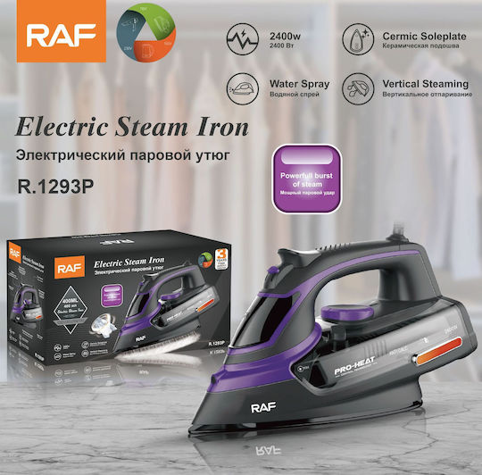 Raf Steam Iron 2400W with Non-stick Plate and Continuous Steam Supply 30g/min