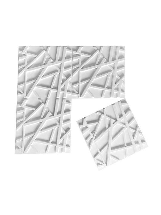 3D Πάνελ Τοίχου από PVC Crossing Lines Crossing Lines Λευκό 50x50εκ.