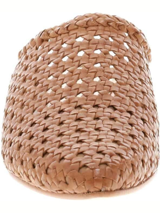 Flat Δερμάτινα Mules σε Καφέ Χρώμα