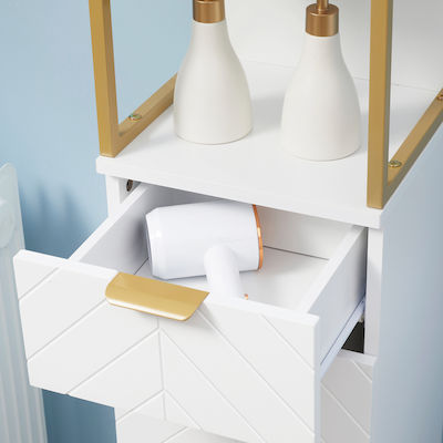Kleankin Floor Bathroom Column Cabinet L30xD30xH105cm White