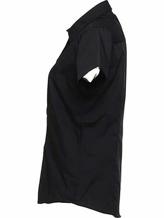 Kurzärmelig Damen Hemd Schwarz Monochrom