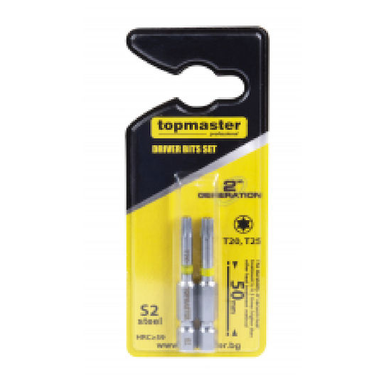 Topmaster T20 T25x50mm Set 2 Screwdriver Bits Torx