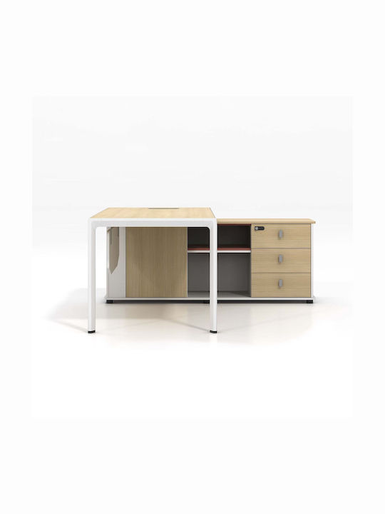 Corner Desk Thesis Wooden White / Natural 160x160x75cm