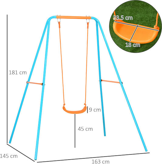 Outsunny Κούνια Μεταλλική 163x145x181εκ. για 3+ Ετών Πορτοκαλί