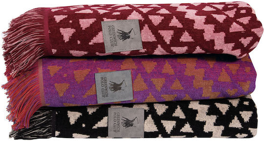 Greenwich Polo Club Beach Towel Cotton Burgundy with Fringes 180x90cm.