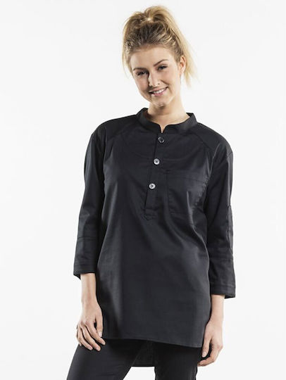 Chaud Devant Haina Bucătar Unisex Negru cu Mâneci scurte Bujutsu