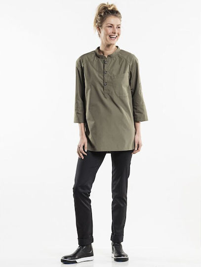 Chaud Devant Bluse Koch Herren Khaki mit Langärmelig Bujutsu