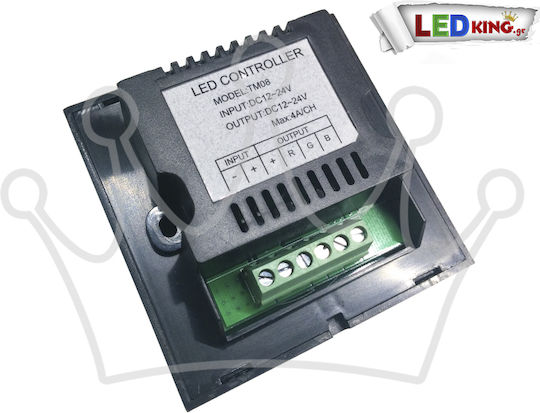 GloboStar Διακόπτης Dimmer με Πλαίσιο Ταινία LED Αφής Panel RGB Controller 12-24 Volt 144 Watt Μαύρο σε Μαύρο Χρώμα