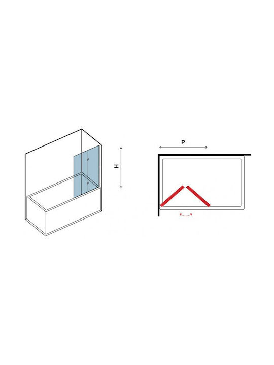 Karag S 7 Vasca S7VA80 Divider de verandă Cada de baie cu Cu balamale Ușă 80x140cm Sticlă transparentă Cromo