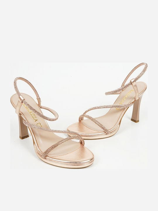 Leather Sandals with Strass Copper/Xalco