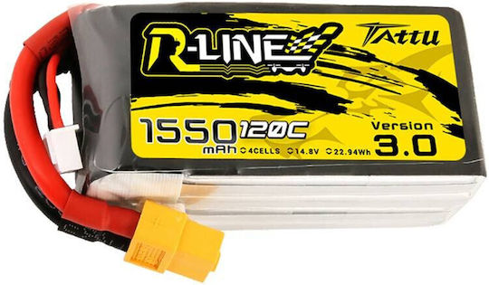 Tattu R-Line V3 Батерия Li-Po 14.8V 1550mAh 120C 4S XT60 за Дрон