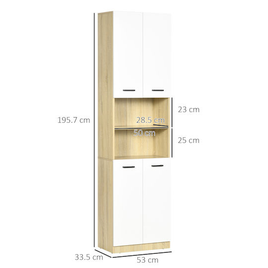 Kleankin Bathroom Cabinet L53xW33.5xH195.7cm White