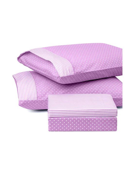 Beauty Home Sheet Sets Single with Elastic 100x200+25cm. Joy Lila 3pcs