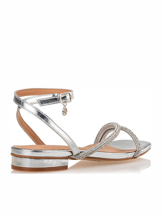 Women's Flat Sandals in Silver Color