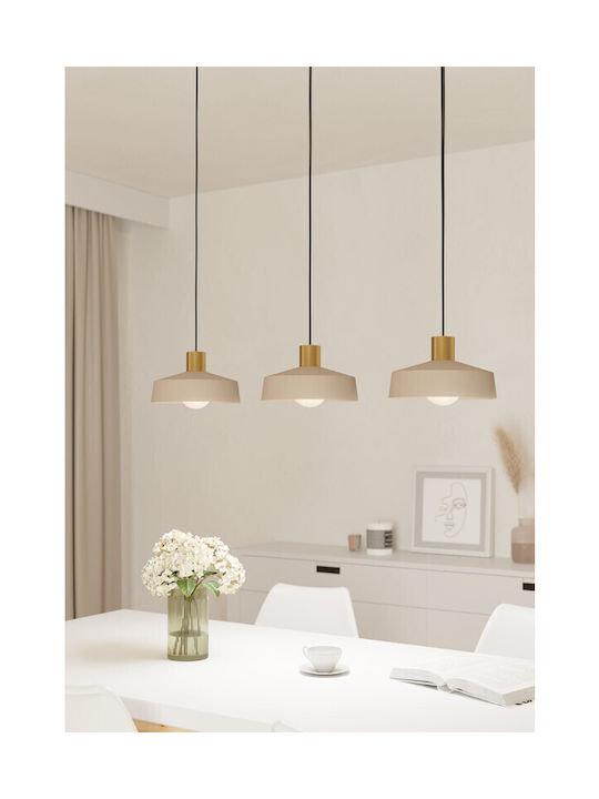 Eglo Valdiola Pendant Light Three-Light with Crystals for Socket E27 Beige