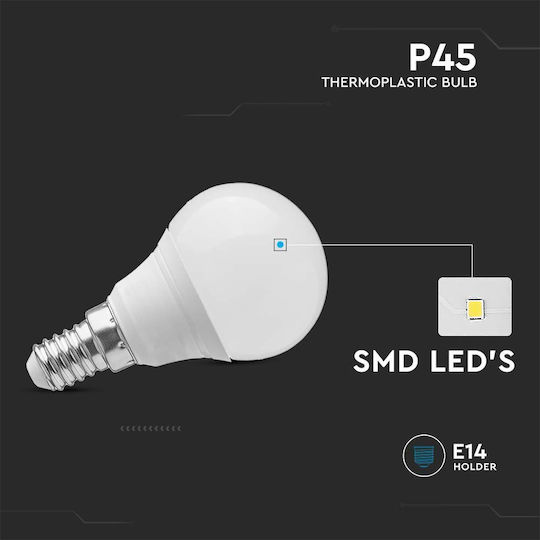 V-TAC LED Bulb 4.5W 82mm for Socket E14 and Shape P45 Cool White 470lm